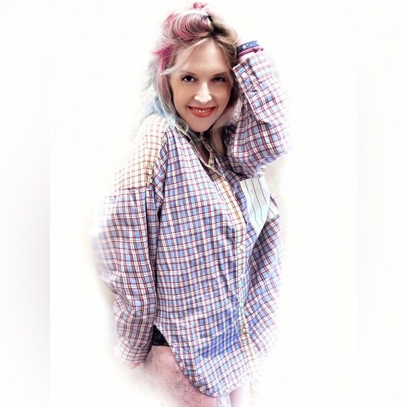 Urban Outfitters Out From Under Mixed Plaid Button Down Shirt - Picture 4 of 8